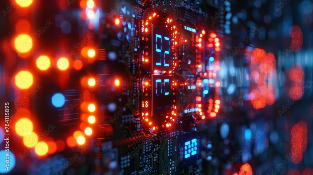 Aufkleber digital clock displaying work time ai generated illustration