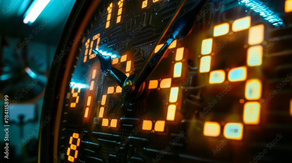 Poster digital clock counting down the hours ai generated illustration