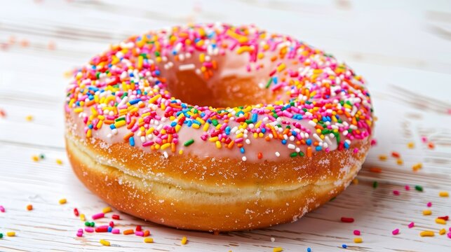 Delightful donut with sprinkles  AI generated illustration