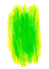 Zielona plama pędzla farba akrylowa. Rozmazany abstrakcyjny kształt plamy i rozmazów z teksturą. Wyodrębniona z tła.  - obrazy, fototapety, plakaty