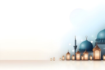 Illuminated Lanterns and Mosque Ramadan Banner  shining beautiful pic



