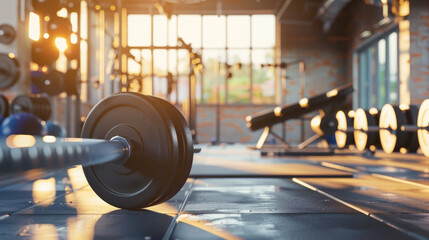 empty modern gym background interior with various equipment