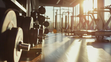 empty modern gym background interior with various equipment