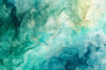 vivid teal and green watercolor paint texture abstract fluid background digital ilustration - obrazy, fototapety, plakaty