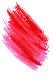 Czerwona plama pędzla farba akrylowa. Rozmazany abstrakcyjny kształt plamy i rozmazów z teksturą. Wyodrębniona z tła.  - obrazy, fototapety, plakaty