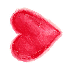 Czerwone serce w stylu dziecięcym,  farba akrylowa. Rozmazany abstrakcyjny kształt serca. Wyodrębniona z tła. 