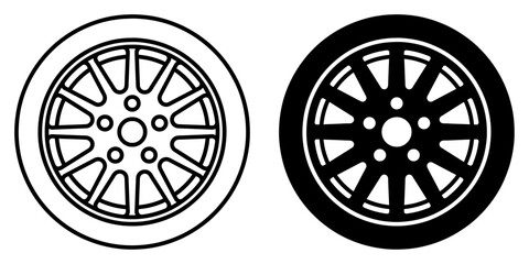 ofvs579 OutlineFilledVectorSign ofvs - wheel tire vector icon . isolated transparent . black outline filled version . AI 10 / EPS 10 . g11922