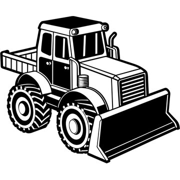 black and white bulldozer construction vehicle clip art preview