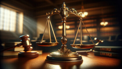 scales of justice, symbolizing the legal system. The balance scale - obrazy, fototapety, plakaty