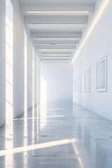 Minimalist Art Gallery: Contemporary White Walls and Spotlights
