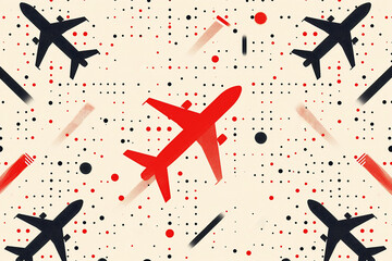 Abstract pattern of world map and airplanes inspired by the concept of business trips and travel planning.