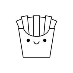 Cute happy smiling french fries icon isolated on a white background. Vector illustration.