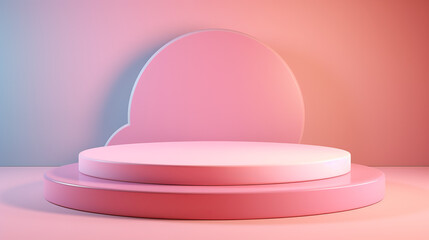 Fototapeta premium Pink podium with a pink background.