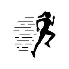 Running woman silhouette. Run icon. Running person.