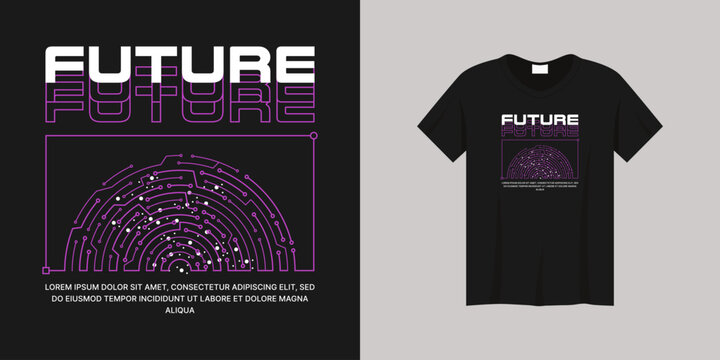 Urban streetwear design for prints and apparel. High tech design with cool future typography.