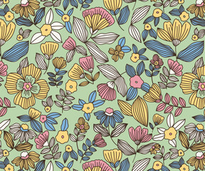 Colorful Floral Repeat Pattern Vector