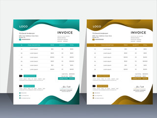 Simple abstract minimal design invoice for your business uses with color variation