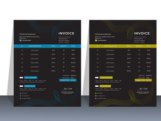 Simple abstract minimal design invoice for your business uses with color variation