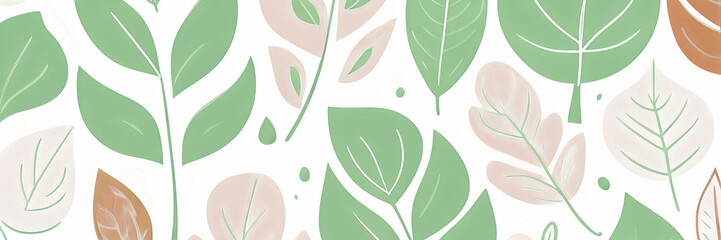 foliage, natural branches, green leaves, herbs, plants hand drawn in watercolor on a white background, banner