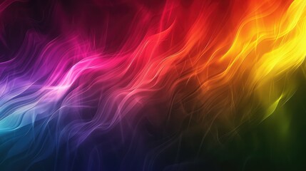 Dark grainy color gradient wave background, purple red yellow blue green colors banner poster cover...