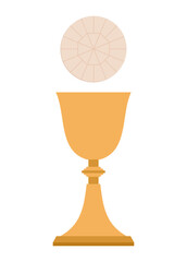 Blessed Sacrament, Holy Communion - Chalice and Elevated Host -Flat Vector Illustration