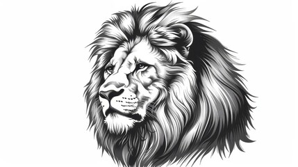 Obraz premium A grayscale image of a lion's face in profile.