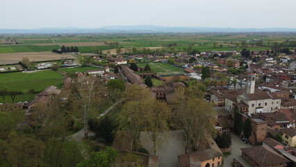 Fototapeta na wymiar Castello di Piovera park panorama from drone, Alessandria, Piedmont, Italy