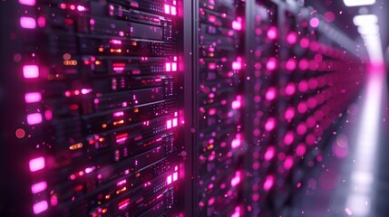Pink futuristic server room
