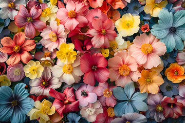 Colorful bed of flowers top view background