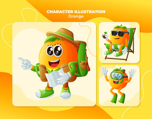 Cute orange characters on vacation