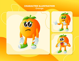 Cute orange characters with different facial expressions