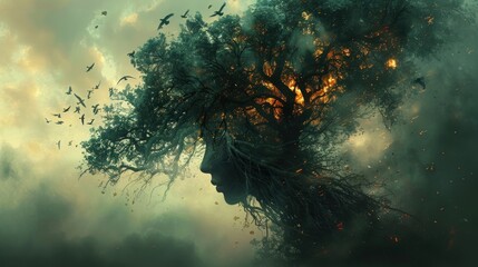 Mystical Tree Spirit - obrazy, fototapety, plakaty
