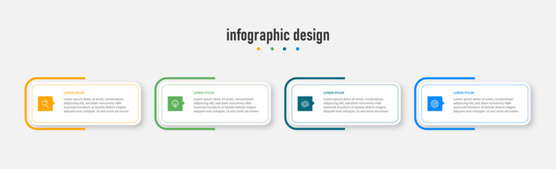 Fototapeta na wymiar Infographics design business template. timeline with 4 steps or options. can be used for workflow diagram, info chart, web design. vector illustration.