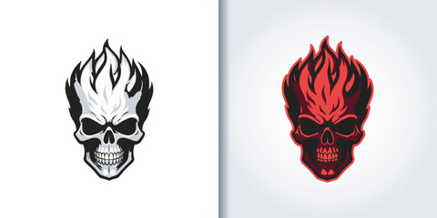 skull fire logo set