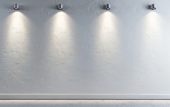 White blank concrete wall with spotlight lighting above