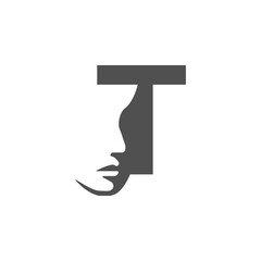 the logo consists of the letter T and face. Abstract motive, Fill and elegant.