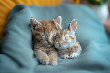 Kitten Cat Bunny Cute Adorable Animal Pets Love Cuddling Friends