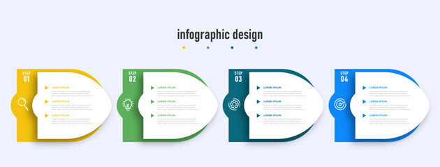 Infographics design template timeline with 4 steps or options. can be used for workflow diagram, info chart, web design. vector illustration.