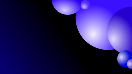 Side frame large blue bubbles over dark blue glow background
