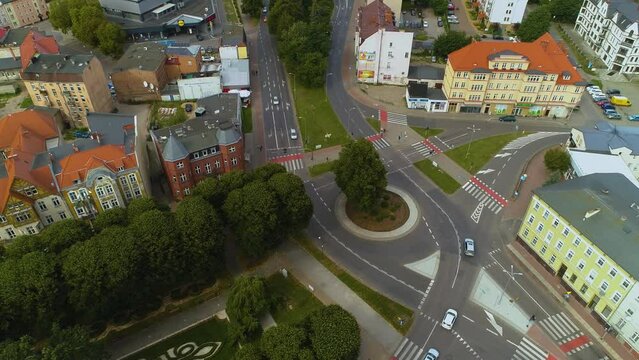 Rondo Staromiejskie Old Town Slupsk Aerial View Poland