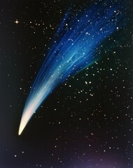 Stunning Night Sky With Comet and Starry Backdrop Illustration. Astronomy Comet Themed Image. Generative AI
