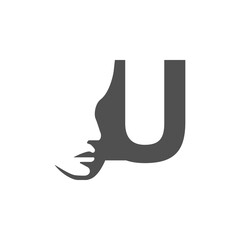 the logo consists of the letter U and face. Abstract motive, Fill and elegant.