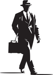 Corporate Canter Entrepreneurial Vector Emblem Executive Trajectory Businessman Striding Forward