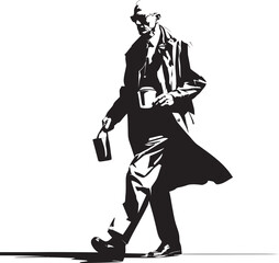 Business Bound Suitcase Stride Logo Corporate Commuter Walking Businessman Emblem