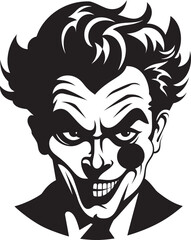 Sinister Grin Creepy Clown Logo Design Nightmare Carnival Spooky Clown Vector Icon