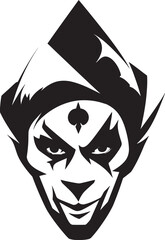 Nightmare Carnival Spooky Clown Vector Icon Haunting Harlequin Eerie Clown Emblem