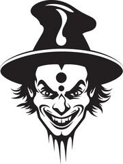 Spectral Smile Eerie Clown Logo Ghastly Giggle Spooky Clown Symbol