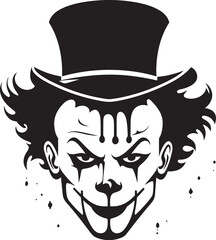 Carnival of Fear Sinister Clown Vector Mysterious Jester Chilling Clown Icon
