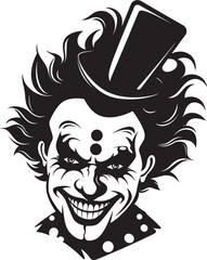 Cryptic Chuckle Eerie Clown Logo Design Phantom Foolery Creepy Clown Vector Icon