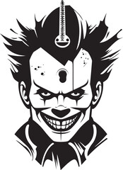 Cursed Carnival Creepy Clown Logo Ghostly Grimace Eerie Clown Vector